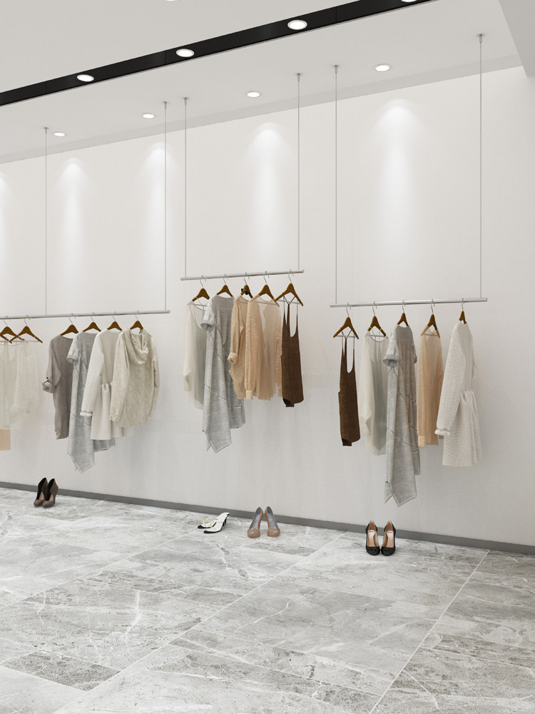 Clothing store display rack hanging rod simple wall hanging clothing rack Children's clothing store wire hanger stainless steel shelf