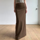 IAEY American retro vintage brown high-waisted skirt, slim and versatile, hip-hugging long skirt with mid-slit in the back, summer