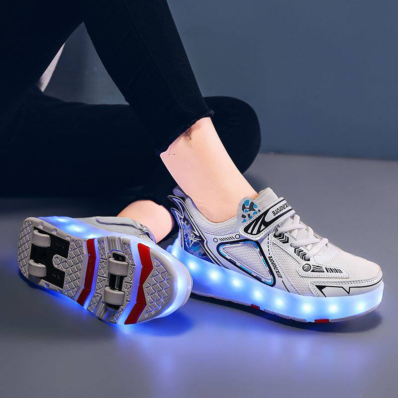 Storm Walking Shoes Boy New Children Pulley Shoes Girl Adult Invisible With Wheels Shoes Four-wheel Boy with lamp
