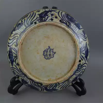Chun Dotang} imitation unearthed official kiln ancient porcelain Ming Yongle blue fish grass pattern inlaid gold gold gold porcelain plate handmade porcelain ancient