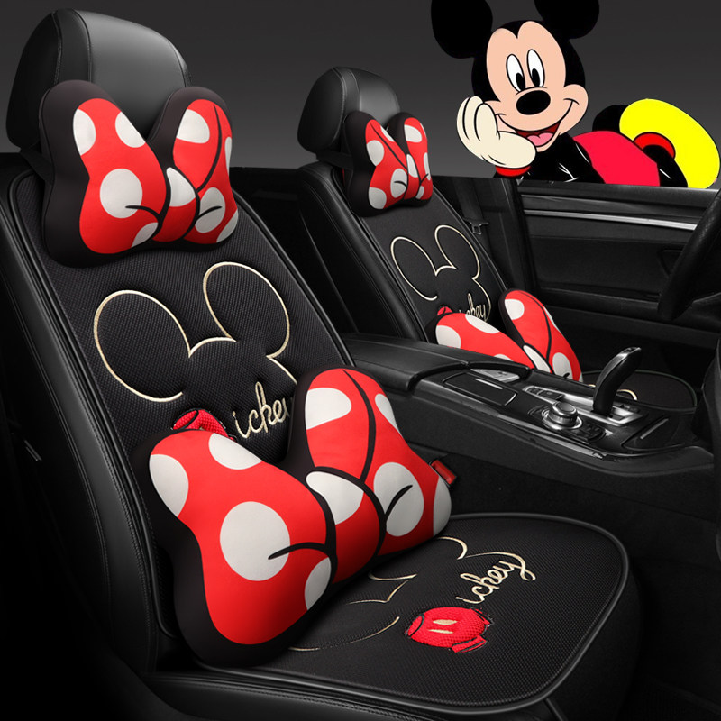 2021 new cartoon net red car seat cushion one-piece seat four seasons universal? Chair cushion free to tie a small waist three-piece set