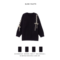 Blank pallette) Draw Rope Day Ensemble Ancient Black Sweater Women Design Sensation a small group of vintlers Lazy Wind