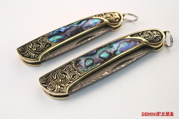 Damascus dao gấp ngoài trời dao thẳng móc chìa khóa dao nhỏ dao gọt trái cây dao nhỏ bỏ túi dao gấp có độ cứng cao - Công cụ Knift / công cụ đa mục đích