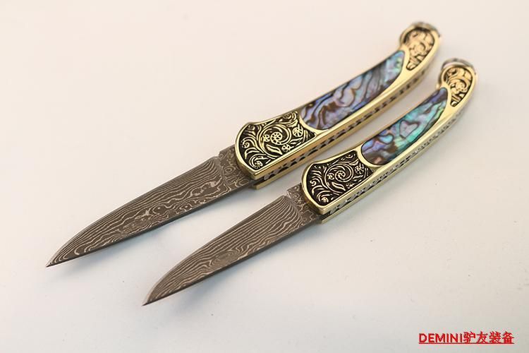 Damascus dao gấp ngoài trời dao thẳng móc chìa khóa dao nhỏ dao gọt trái cây dao nhỏ bỏ túi dao gấp có độ cứng cao - Công cụ Knift / công cụ đa mục đích