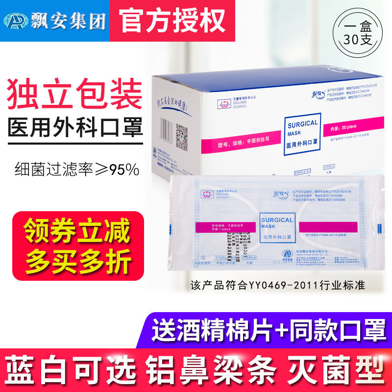 Fluian Medical Surgical Mask Authorised Sterile operating room Available with independent three layers of breathable protective aluminium nose