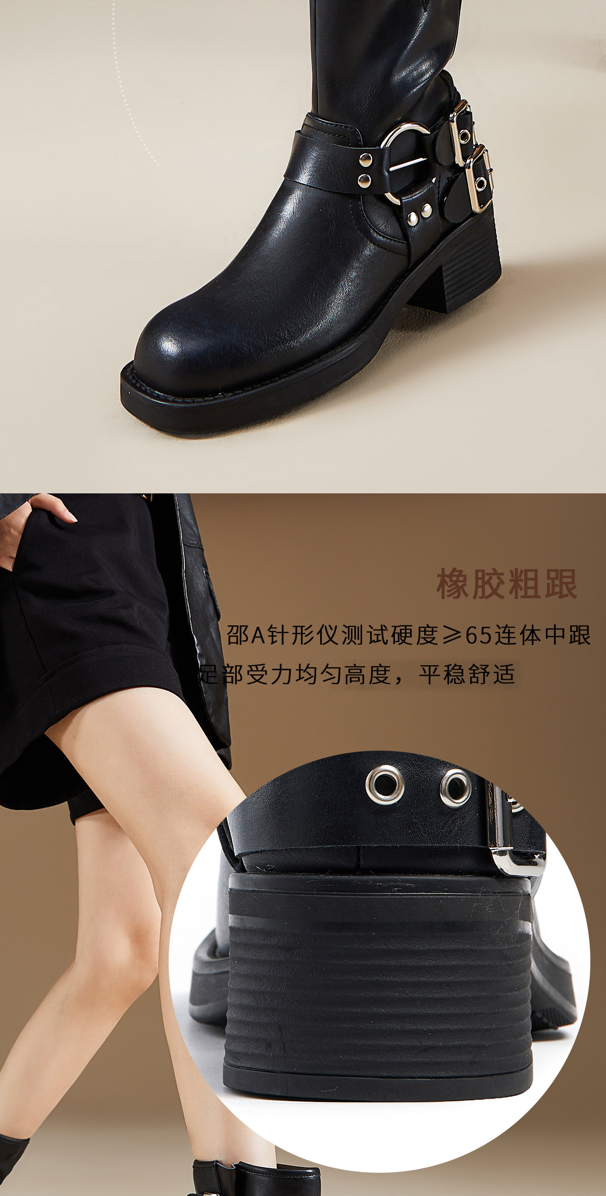 Западные Boots fed厚底短靴秋季新款女靴工装靴机车靴棕色皮靴女款r0904-zca205