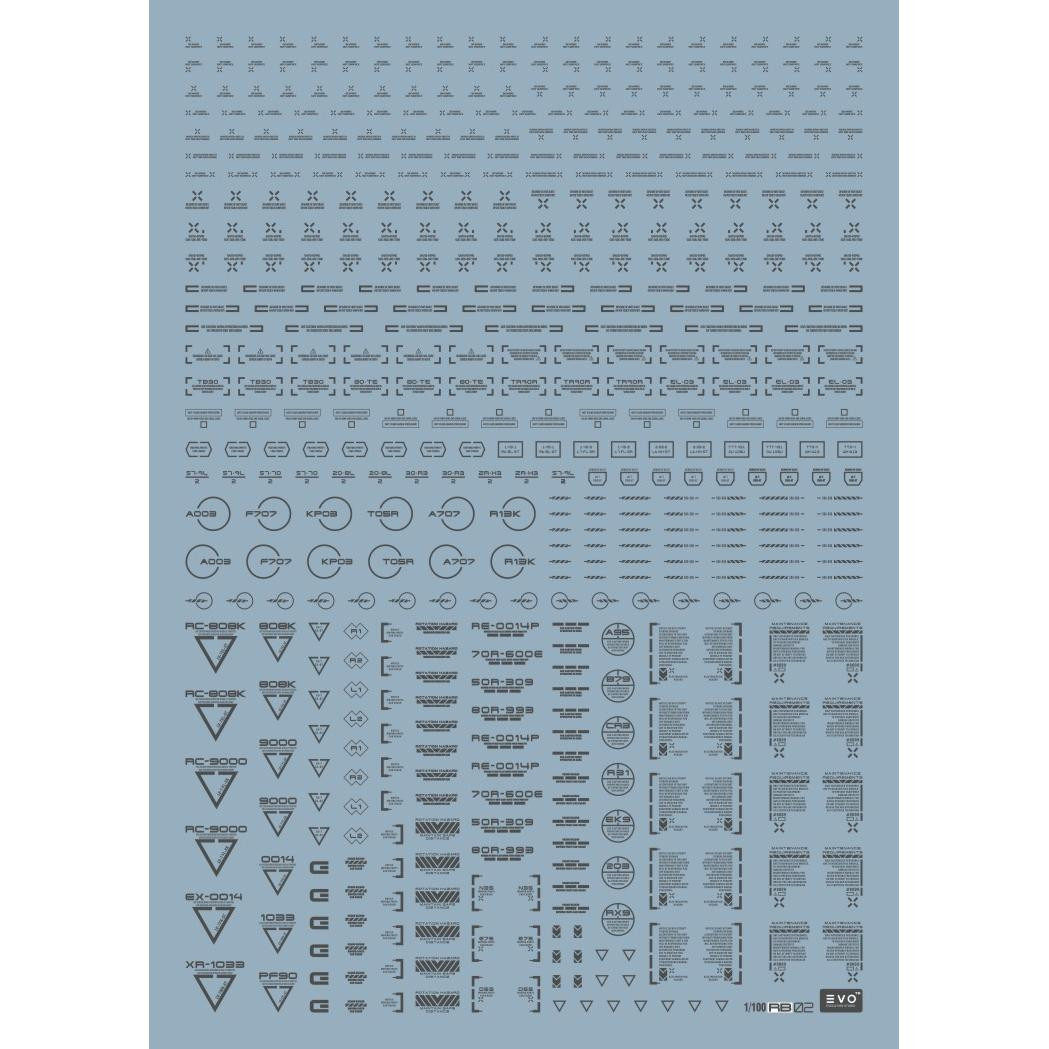 (EVO)MG 1:100 RB02 HIQ style (general warning system) special water sticker (dark gray)