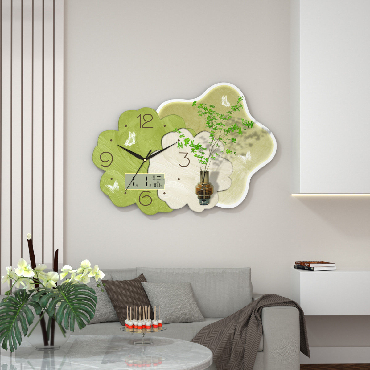 Net red hanging clock Living room Creative home Watch mute clock hanging wall Wanyear calendar quartz clock Bedroom decoration hanging table-Taobao