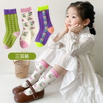 Girl Socks Autumn Winter Pure Cotton Tide Cute Super Cute Princess Han Edition Kid Girl Girl Girl Treasure Trog Basket Socks