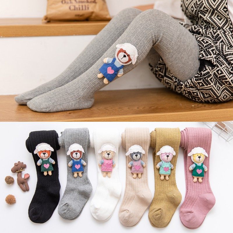 Girl Pants Socks Pants Socks Spring Autumn Pure Cotton Thin zodiac Zodiac Accessories to the bottom Baby Children's pants Sox stockings Children's pants Sox stockings