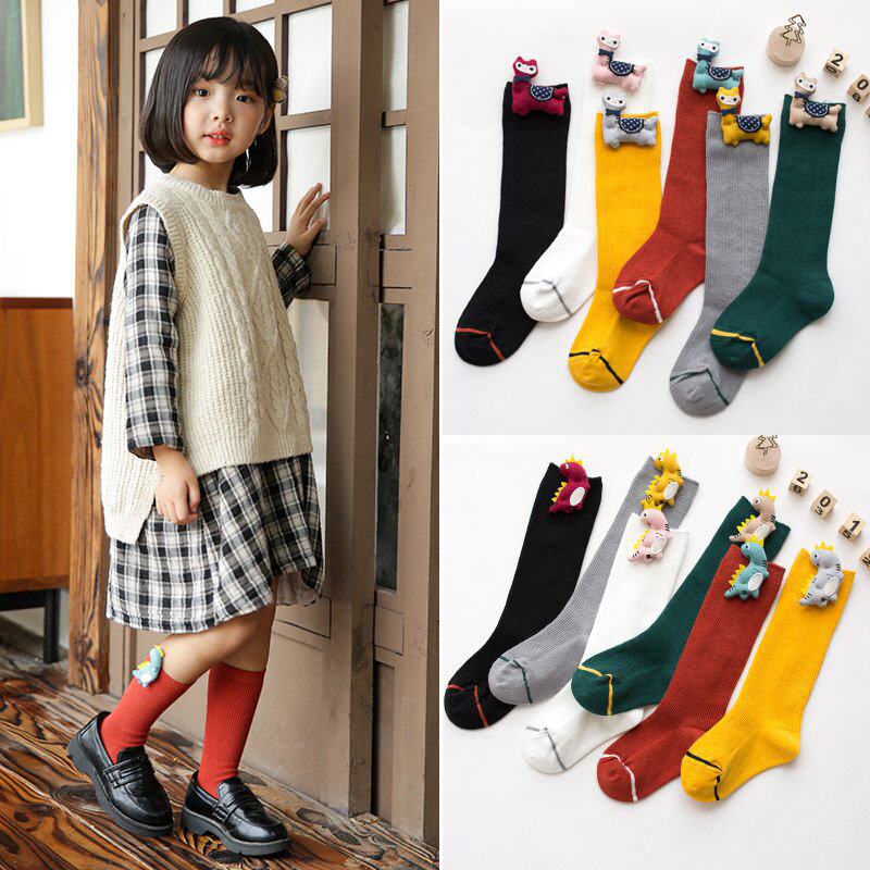 Girls socks cotton spring and autumn color mid-tube socks 3-year-old children's stockings cute super cute princess tide long tube w