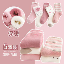Girl Baby Socks Autumn winter pure cotton wool ring thickened with velvety warm 3 years 6 womens treasure 4 Children 5 Winter Cotton Socks