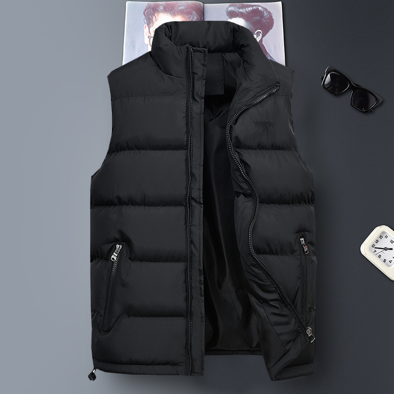Men's down Cotton Vest for Autumn and Winter, Korean Style, Trendy, Thickened, Warm Vest, Large Size for Young and Middle-Aged Men, Sleeveless Jacket