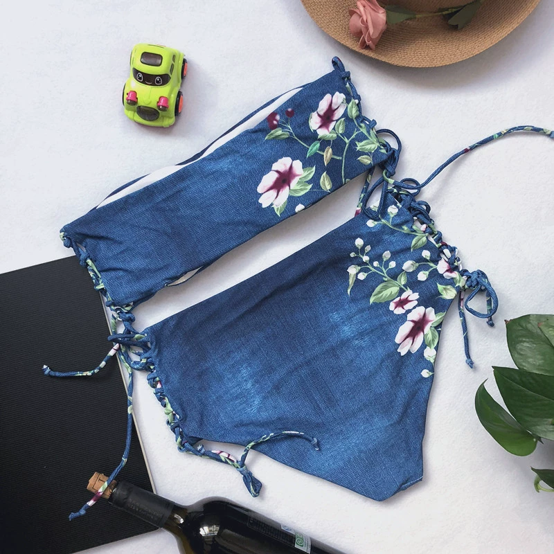 2018 mới eo cao in bikini Châu Âu và Hoa Kỳ nổ dây đai quấn ngực đồ bơi AliExpress đồ bơi bikini áo bơi cho người béo