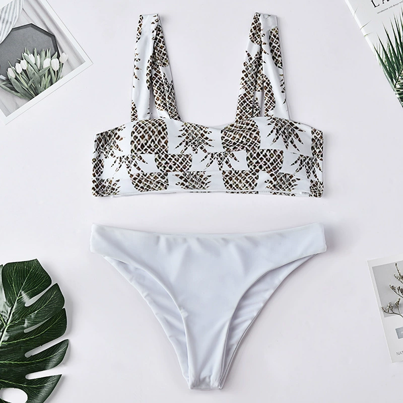 2019 mới nhiều màu sexy bikini hai vai áo tắm nữ hai mảnh bãi biển áo tắm ngực nhỏ bikini - Bikinis