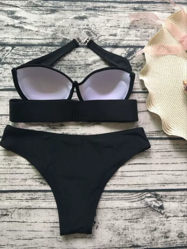 2018 tốc độ bán bikini mới châu Âu và Mỹ màu đen túi cứng chia áo tắm nữ đồ bơi bikini