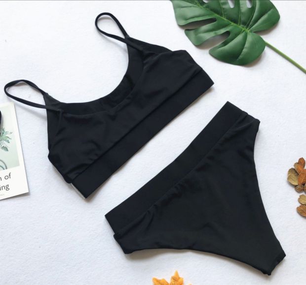 2018 gợi cảm bikini eo cao chia áo tắm nữ sequin bikini màu rắn do boi dep