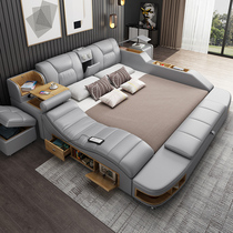 Tatami bed master bedroom simple modern leather bed double bed light luxury intelligent massage multifunctional storage wedding bed