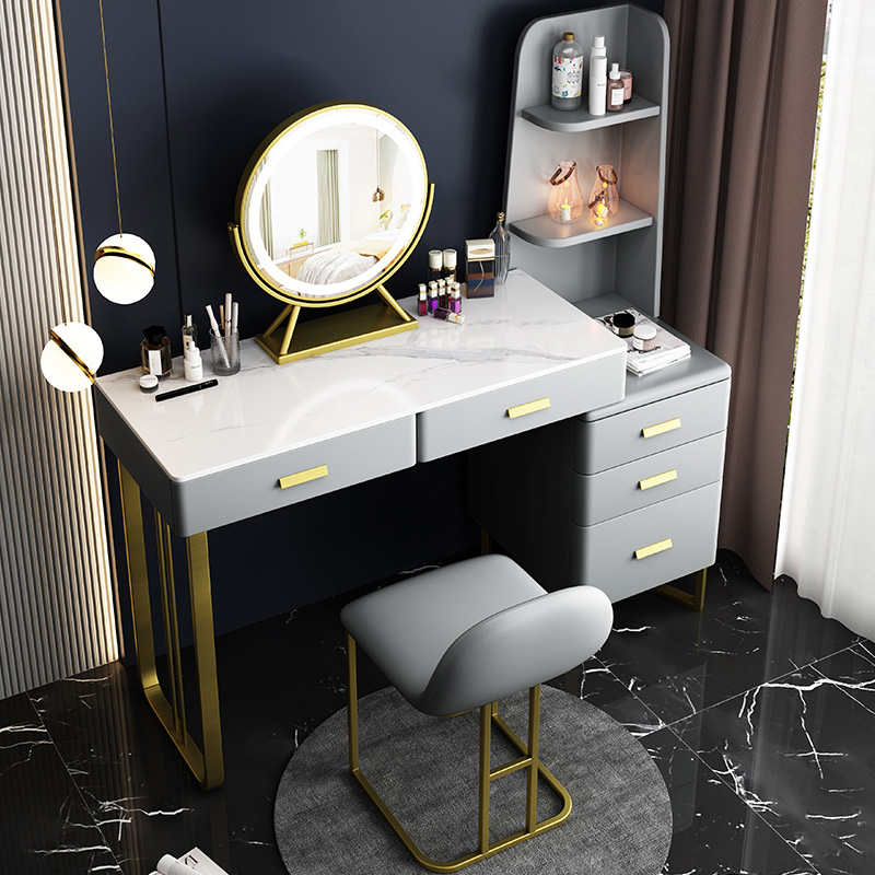 Makeup table bedroom light luxury modern simple small storage cabinet integrated rock board solid wood makeup table Net red makeup table