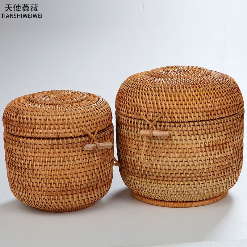 7 Pie Rattan made of Seven Pizza Tea Leaf Jars Pot tea Bucket Jewelry box Storage containing cassetto Autumn Rattan