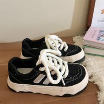 Lin Xiansan mango toe thick-soled canvas shoes for women niche design retro casual sneakers new ins