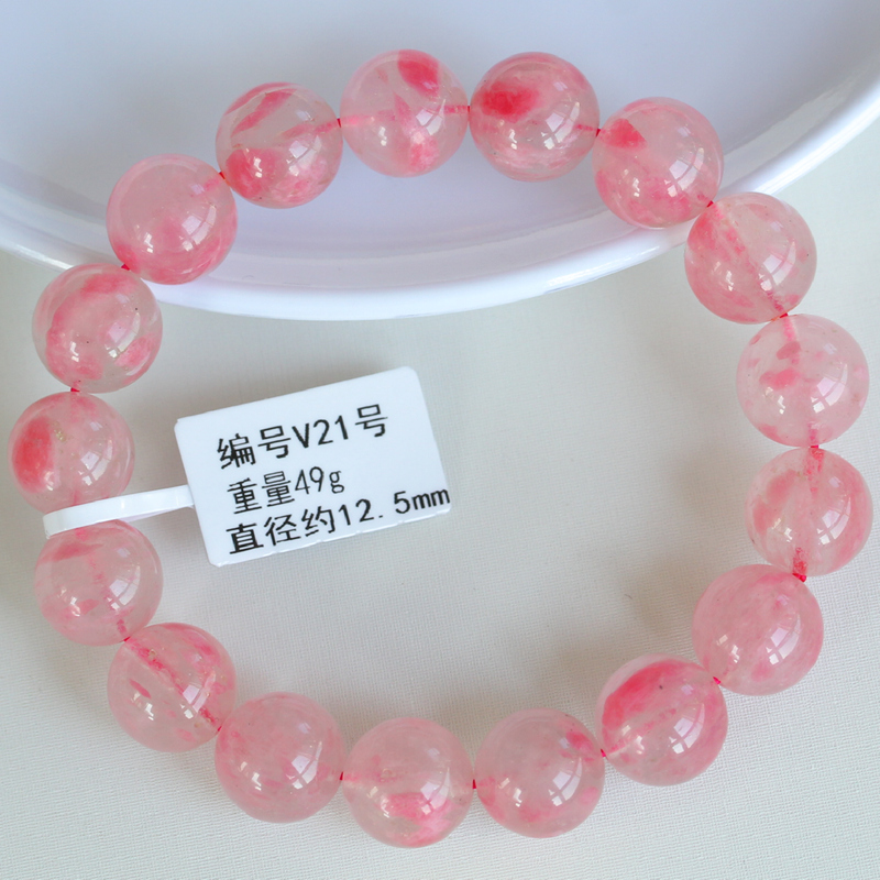 天然水晶翡翠ロードナイトブレスレット女性のためのローズストーンピンクの花びら桜雨ブレスレット 1 つ 1 つの画像