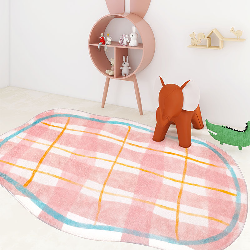 Pink Carpet Bedroom Children Reading Area Girls Room Thickening Profiled Ground Mat Cloths Bedside Blanket Ins Wind