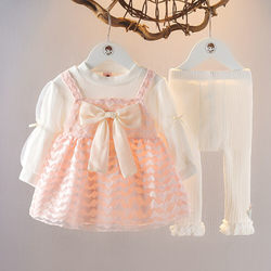 Girls' Autum Dress, Fashionable Princess Dress, Fashionable Baby Clothes, Baby Girl's Spring and Autum Skirt Two-Piece Suit