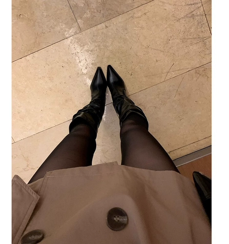 Высокие высокие сапоги с заостренным носом, европейский стиль