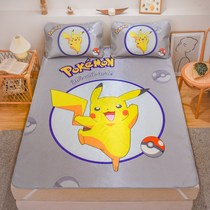 Pikachu Foldable Washed Ice Silk Mat Summer Cute Cartoon Cartoon Children Student Air Conditioning Mat Three Sets