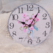 European vintage style wooden wall clock digital hands creative wall wall versatile decorative pink rose round wall clock