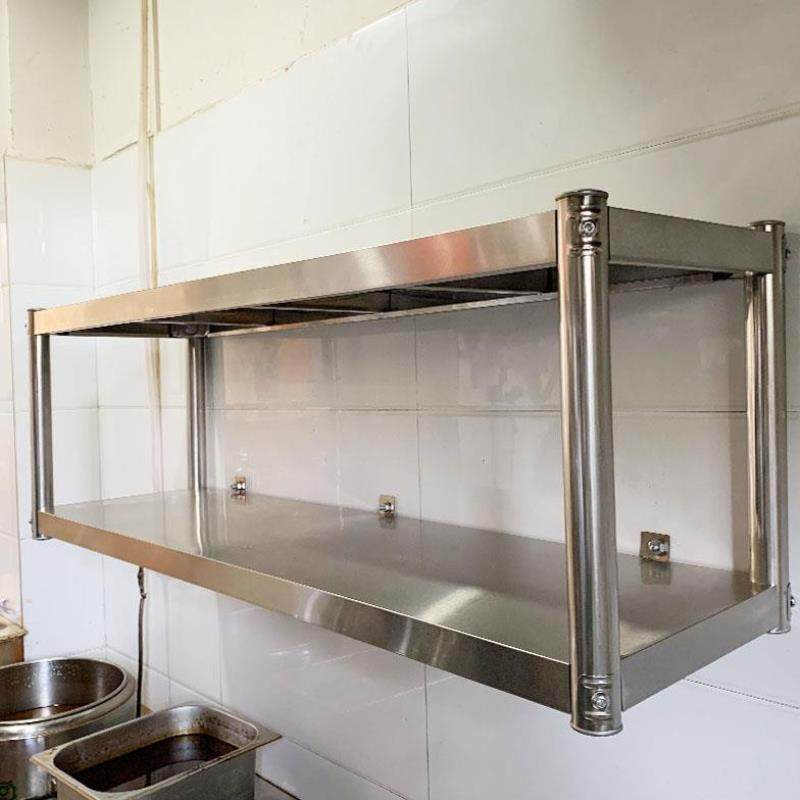 Kitchen Wall Shelving Hanger Hotel Wall-mounted Two Layers Stainless Steel Bilayer Condiment Upper Wall Shelf Suspension