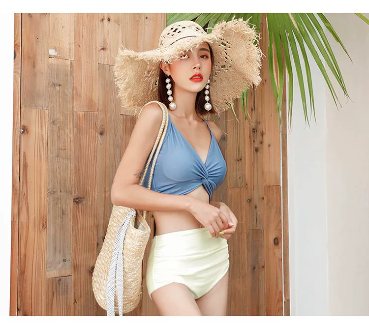 . Áo tắm hai mảnh áo tắm nữ bảo thủ ngực nhỏ thon gọn bụng bikini nóng bỏng ngày xuân dễ thương - Bộ đồ bơi hai mảnh