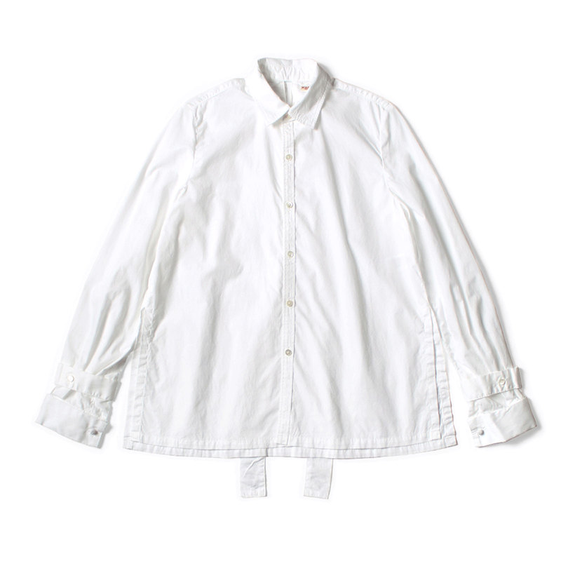 Japanese-Style Casual Long-Sleeve Shirt Jacket with Lighthouse Embroidery and Back Ribbon, by Kapital Higashita Kazuhiro