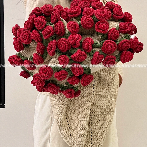 Плетеное одеяло, набор материалов, диван на день матери, «сделай сам», связать своими руками, розы, букет, подарок на день рождения