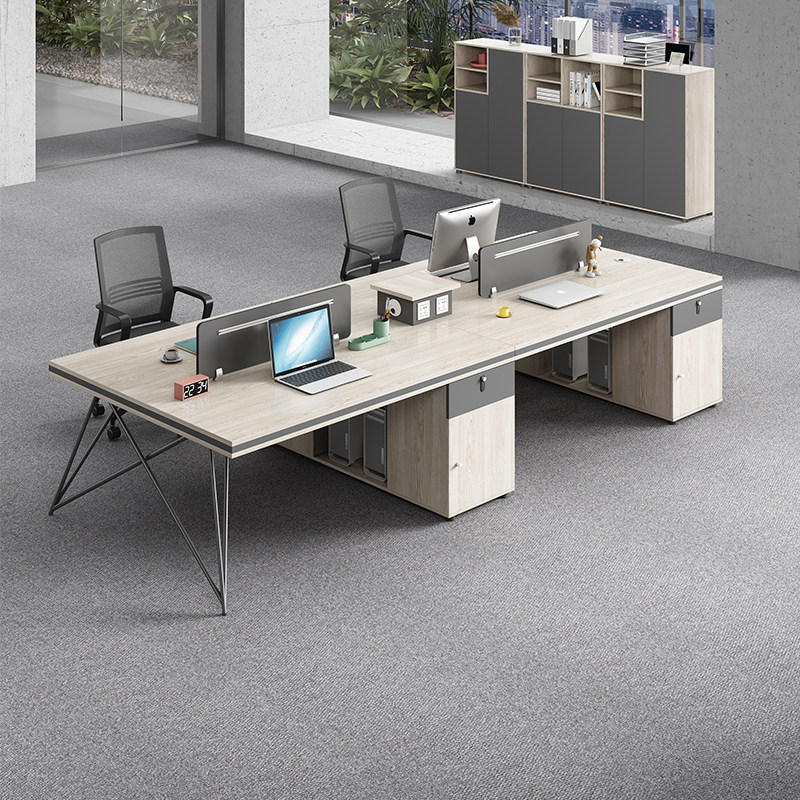 Desk Chair Combo Screen Table Working Position 2 4 6 Minimalist Modern Industrial Wind Four Seats Staff Table