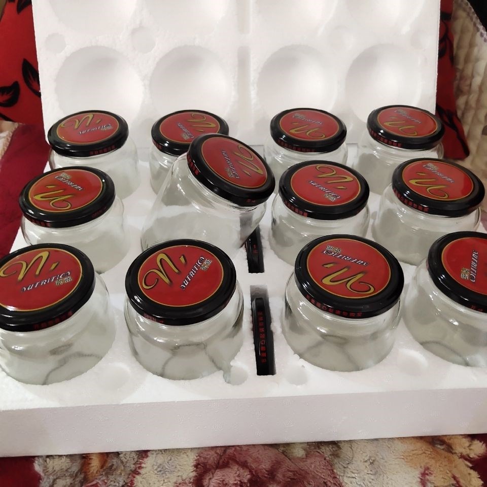 Jar Head Bottle Empty Bottle Large Yellow Peach Canned Glass Bottle Empty Bottle Laid glass jars 500 ml of steam in the fridge