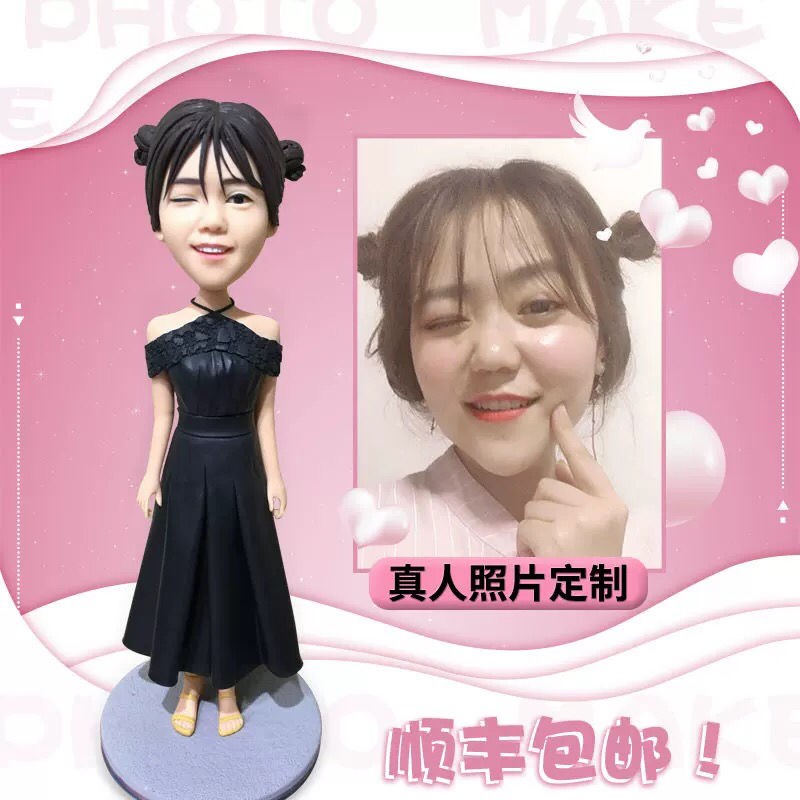 Stone Plastic Clay Custom Figure Clay Photo Frame Painting Custom Diy Clay Photo Frame Couple Clay People Soft Pottery puppets