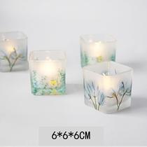 Personnaliser la nouvelle Jane Beauty 6CM Couleur imprimé carré imprimé porte-bougies Romantic Candle Light Dinner Decoration Furnishing Wax