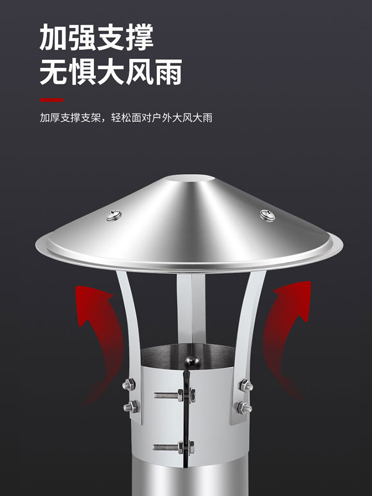 Stainless Steel Chimney Windproof and Rainproof Cap 304 Rural Roof Exhaust Pipe Earth Stove Fireplace Flue Pipe Cover Chimney Cap
