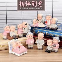 可爱老头老太烘焙蛋糕摆件恩爱夫妻生日蛋糕装饰摆件新婚礼物