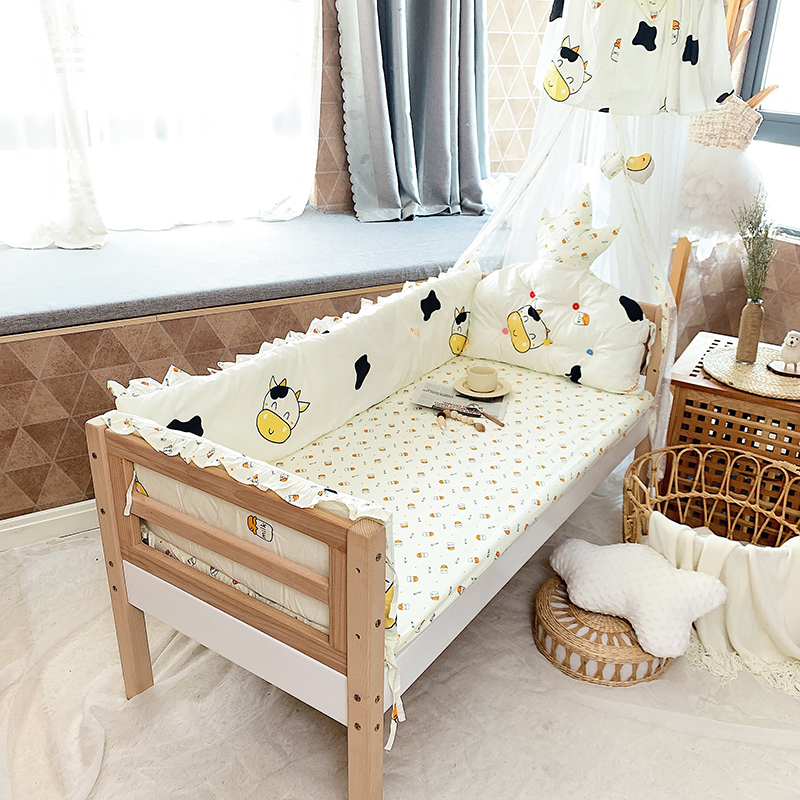 Children's stitching bed fence side guard soft bag crib four-piece crib baby anti-collision enclosure can be dismantled and washed