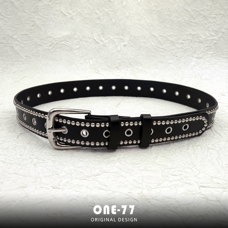 American Retro Rivet Belt with Jeans 2024 New Niche Design Rock Decorative Belt for Men and Women