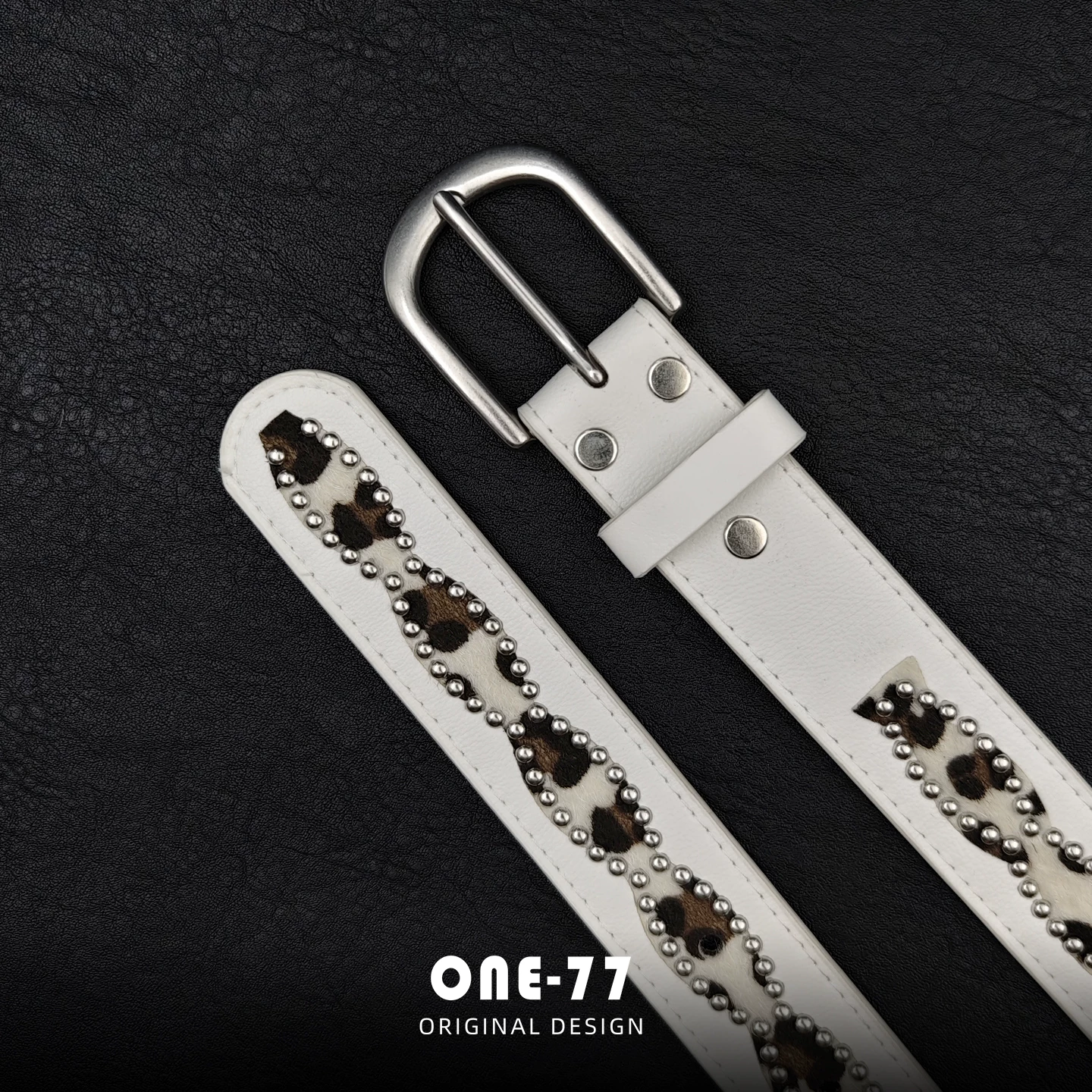 Retro white belt, accessory, 2 carat