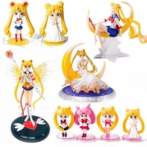 Net red long hair Sailor Moon birthday cake decoration decoration Q version princess moon water ice moon wedding dress plug-in