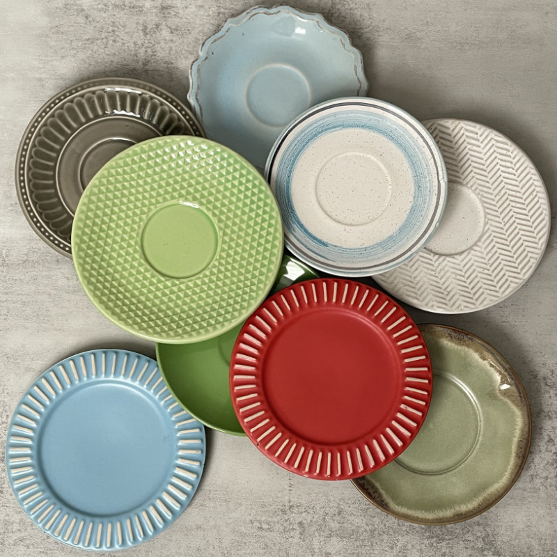 European-style relief cake ceramic pastry plate, creative and unique, fresh 6-inch dessert fruit cake small flat plate