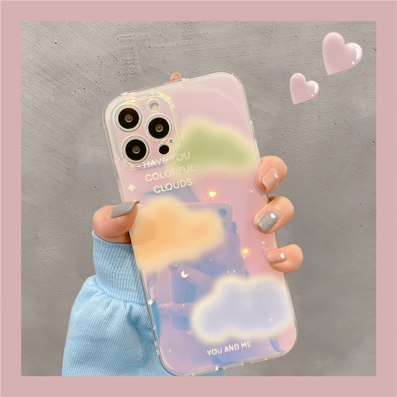 Apple 13pro mobile phone protective shell silicone for iPhone 12max color cloud lens all package minimal soft shell tide