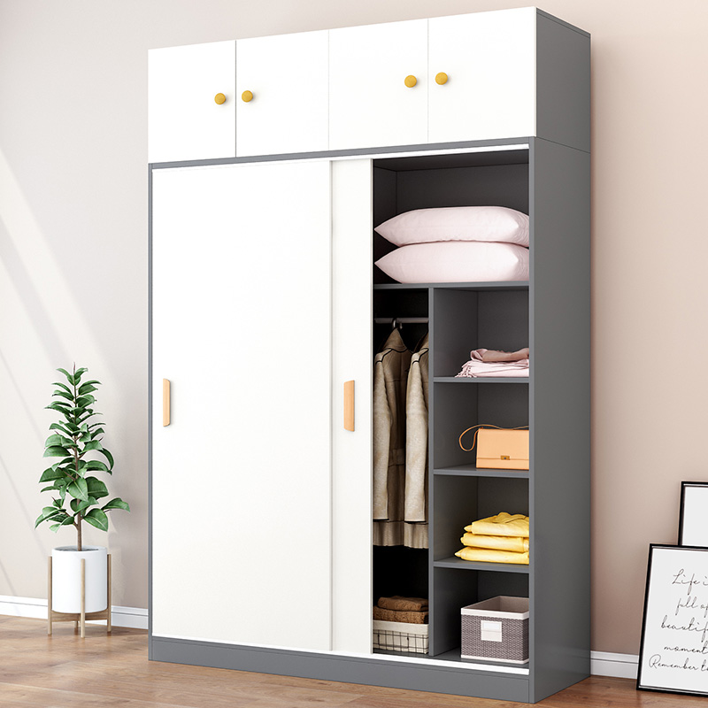 Bedroom simple modern sliding door wooden wardrobe rental room simple wardrobe home economical large wardrobe