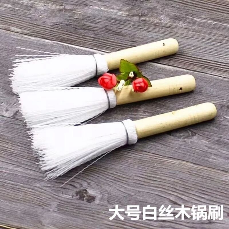 Traditional Wooden Stick Long Handle Pot Brush Non-Stick Oil Cleaning Pot and Bowl Brush Cooking Broom Nylon Brush Plastic Seedling Pot Washing Brush Large