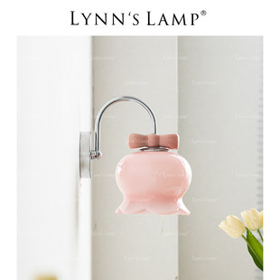Милый колокольчик, бра с бантиком для кровати для спальни, розовый светильник для детской комнаты